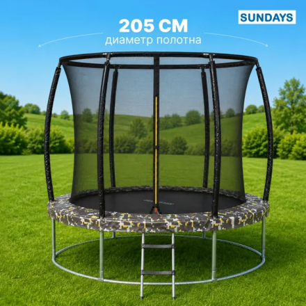 Батут Sundays Favorite Premium-D252/8FT (квадраты, с сеткой, с лестницей) Батут Sundays Favorite Premium-D252/8FT (квадраты, с сеткой, с лестницей)