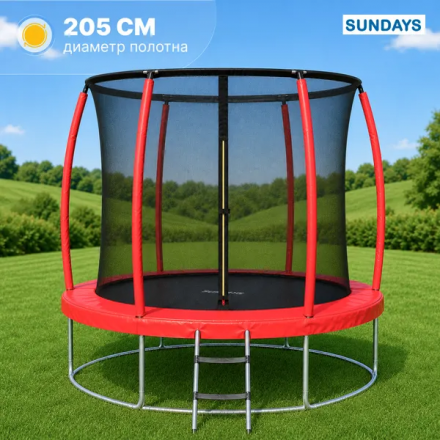 Батут Sundays Favorite Premium-D252/8FT (красный, с сеткой, с лестницей) Батут Sundays Favorite Premium-D252/8FT (красный, с сеткой, с лестницей)