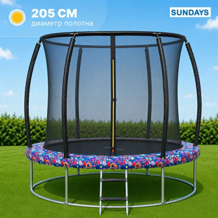 Батут Sundays Favorite Premium-D252/8FT (смайл, с сеткой, с лестницей) Батут Sundays Favorite Premium-D252/8FT (смайл, с сеткой, с лестницей)