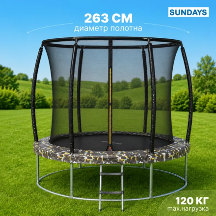 Батут Sundays Favorite Premium-D312/10FT (квадраты, с сеткой, с лестницей) Батут Sundays Favorite Premium-D312/10FT (квадраты, с сеткой, с лестницей)