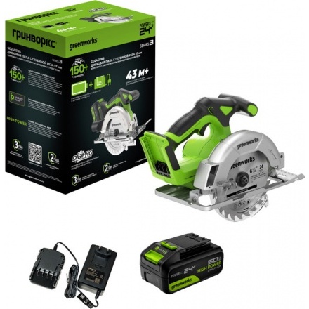 Дисковая пила Greenworks GD24CS165 / 1501607CUG Дисковая пила Greenworks GD24CS165 / 1501607CUG