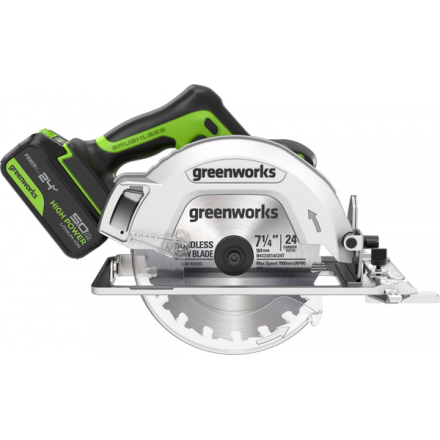 Дисковая пила Greenworks GD24CS бесщеточная 24V / 1500907CUG (с АКБ 5Ач и ЗУ) Дисковая пила Greenworks GD24CS бесщеточная 24V / 1500907CUG (с АКБ 5Ач и ЗУ)