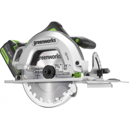 Дисковая пила Greenworks GD24CS бесщеточная 24V / 1500907CUG (с АКБ 5Ач и ЗУ) Дисковая пила Greenworks GD24CS бесщеточная 24V / 1500907CUG (с АКБ 5Ач и ЗУ)