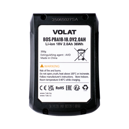 Аккумулятор для электроинструмента VOLAT VT-BOS-PBA18-18.0V2.0AH Аккумулятор для электроинструмента VOLAT VT-BOS-PBA18-18.0V2.0AH