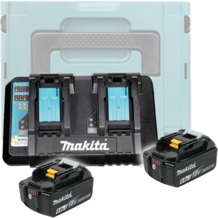 Набор аккумуляторов для электроинструмента Makita BL1860B + зарядное DC18RD + кейс Набор аккумуляторов для электроинструмента Makita BL1860B + зарядное DC18RD + кейс