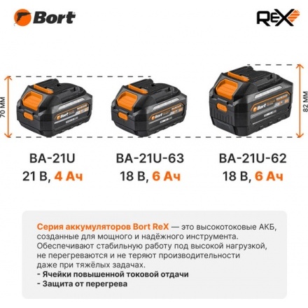Аккумулятор для электроинструмента Bort BA-21U-63 (93418699) Аккумулятор для электроинструмента Bort BA-21U-63 (93418699)
