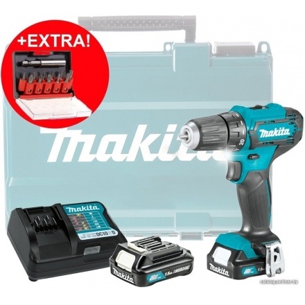 Дрель-шуруповерт Makita DF333DYX14 (с 2-мя АКБ, кейс +набор оснастки) Дрель-шуруповерт Makita DF333DYX14 (с 2-мя АКБ, кейс +набор оснастки)