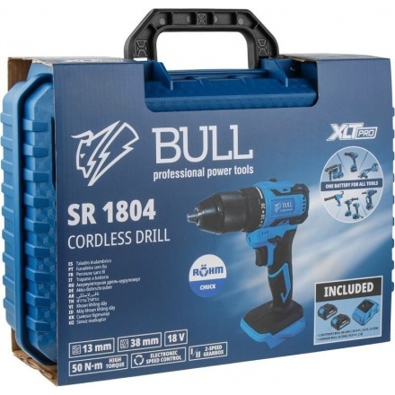 Дрель-шуруповерт Bull SR 1804 2329057 (с 2-мя АКБ, кейс) Дрель-шуруповерт Bull SR 1804 2329057 (с 2-мя АКБ, кейс)