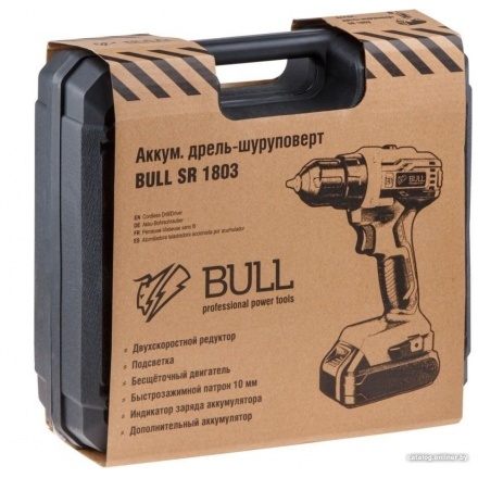 Дрель-шуруповерт Bull SR 1803 (с 2-мя АКБ, кейс) Дрель-шуруповерт Bull SR 1803 (с 2-мя АКБ, кейс)