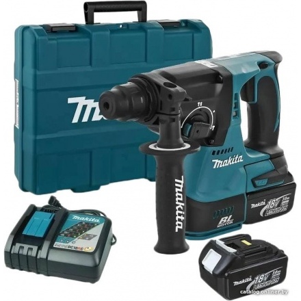 Перфоратор Makita DHR242RFE (с 2-мя АКБ, кейс) Перфоратор Makita DHR242RFE (с 2-мя АКБ, кейс)