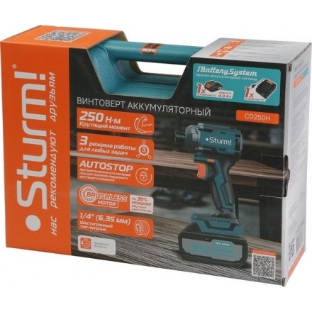 Винтоверт Sturm CD250H (с 1-им АКБ, кейс) Винтоверт Sturm CD250H (с 1-им АКБ, кейс)