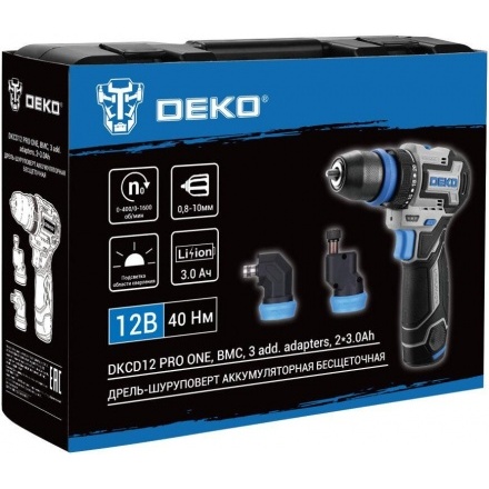 Дрель-шуруповерт Deko DKCD12 PRO ONE 085-1320 (с 2-мя АКБ, кейс) Дрель-шуруповерт Deko DKCD12 PRO ONE 085-1320 (с 2-мя АКБ, кейс)