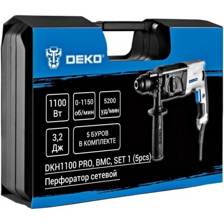 Перфоратор Deko DKH1100 PRO 081-1048 (оснастка, кейс) Перфоратор Deko DKH1100 PRO 081-1048 (оснастка, кейс)