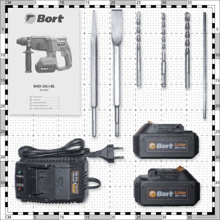 Перфоратор Bort BHD-20LI-BL (с 2-мя АКБ, кейс) Перфоратор Bort BHD-20LI-BL (с 2-мя АКБ, кейс)