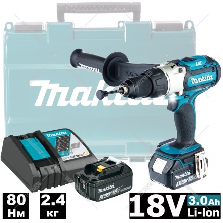 Дрель-шуруповерт аккумуляторная Makita DHP451RFE Дрель-шуруповерт аккумуляторная Makita DHP451RFE