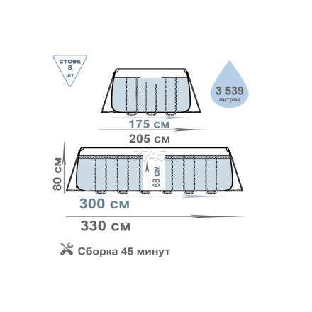 Бассейн INTEX Prism Frame 26784NP (300х175х80) Бассейн INTEX Prism Frame 26784NP (300х175х80)