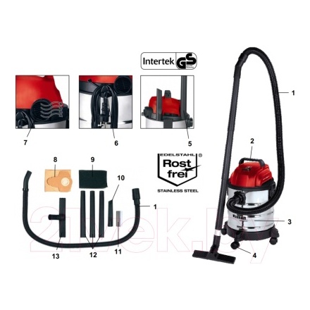 Профессиональный пылесос Einhell TC(TH)-VC 1820 S (2342167) Профессиональный пылесос Einhell TC(TH)-VC 1820 S (2342167)
