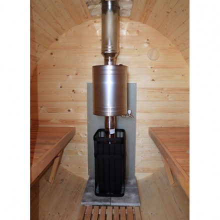 Баня-бочка ComfortProm 3 метра с печным узлом и предбанником + крыльцо Баня-бочка ComfortProm 3 метра с печным узлом и предбанником + крыльцо