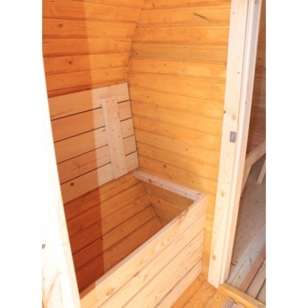 Баня-бочка ComfortProm 3 метра с печным узлом и предбанником + крыльцо Баня-бочка ComfortProm 3 метра с печным узлом и предбанником + крыльцо