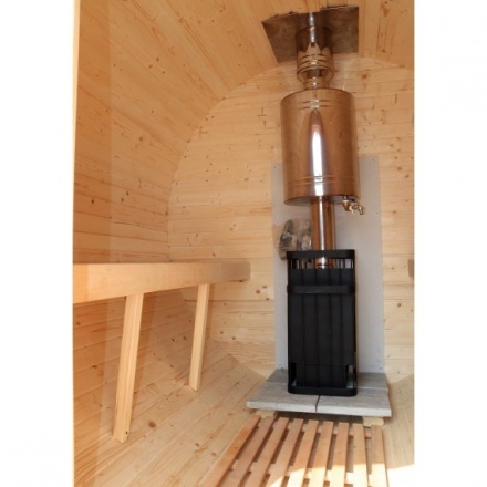 Баня-бочка ComfortProm 2 метра с печным узлом + крыльцо Баня-бочка ComfortProm 2 метра с печным узлом + крыльцо