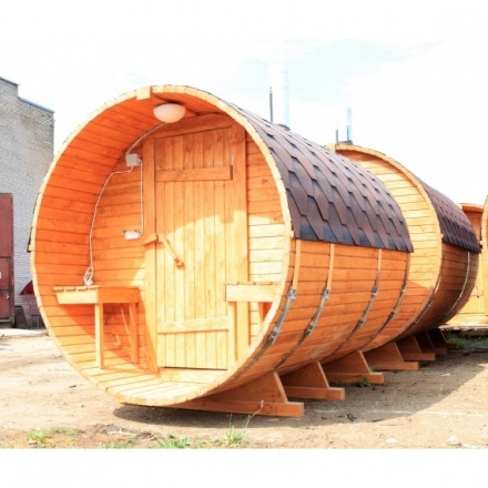Баня-бочка ComfortProm 2 метра с печным узлом + крыльцо Баня-бочка ComfortProm 2 метра с печным узлом + крыльцо