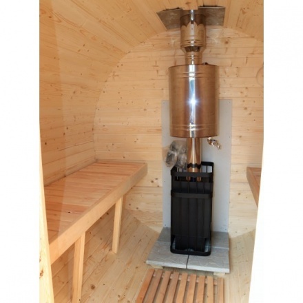Баня-бочка ComfortProm 2 метра с печным узлом + крыльцо Баня-бочка ComfortProm 2 метра с печным узлом + крыльцо