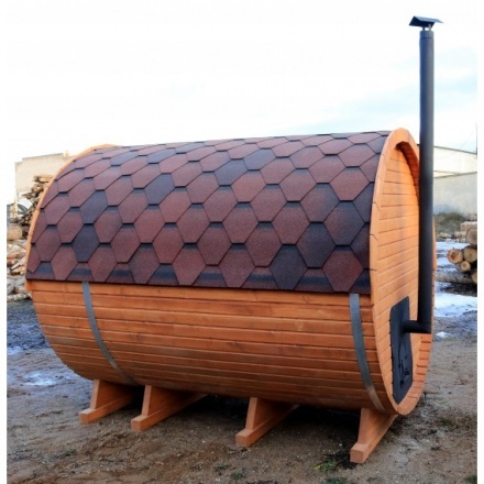 Баня-бочка ComfortProm 2 метра с печным узлом + крыльцо Баня-бочка ComfortProm 2 метра с печным узлом + крыльцо