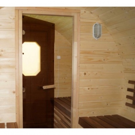 Баня-бочка ComfortProm 5 метров с печным узлом, предбанником и помывочной Баня-бочка ComfortProm 5 метров с печным узлом, предбанником и помывочной