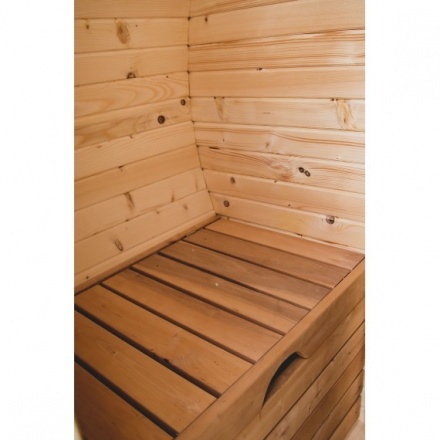 Баня-бочка ComfortProm 3 метра с печным узлом и предбанником + козырек Баня-бочка ComfortProm 3 метра с печным узлом и предбанником + козырек