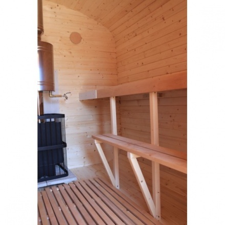 Баня квадро-бочка ComfortProm 3 метра + козырек, печной узел и предбанник Баня квадро-бочка ComfortProm 3 метра + козырек, печной узел и предбанник