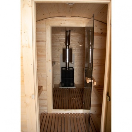 Баня квадро-бочка ComfortProm 5 метров с печным узлом, предбанником, помывочной + козырек Баня квадро-бочка ComfortProm 5 метров с печным узлом, предбанником, помывочной + козырек