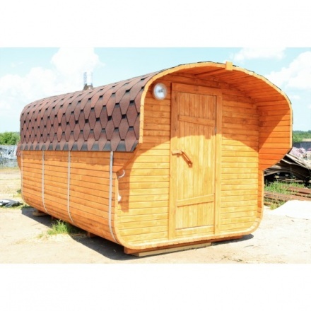 Баня квадро-бочка ComfortProm 5 метров с печным узлом, предбанником, помывочной + козырек Баня квадро-бочка ComfortProm 5 метров с печным узлом, предбанником, помывочной + козырек