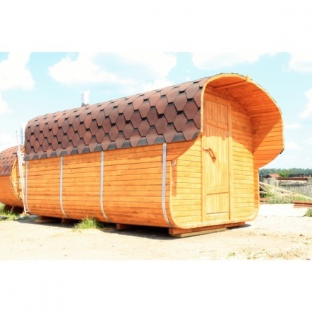 Баня квадро-бочка ComfortProm 5 метров с печным узлом, предбанником, помывочной + козырек Баня квадро-бочка ComfortProm 5 метров с печным узлом, предбанником, помывочной + козырек