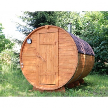 Баня-бочка ComfortProm 3 метра с печным узлом и предбанником Баня-бочка ComfortProm 3 метра с печным узлом и предбанником