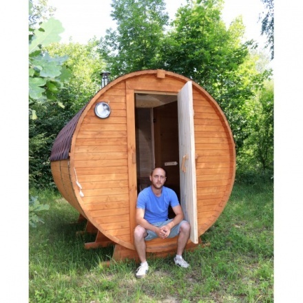 Баня-бочка ComfortProm 3 метра с печным узлом и предбанником Баня-бочка ComfortProm 3 метра с печным узлом и предбанником