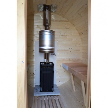 Баня-бочка ComfortProm 3 метра с печным узлом и предбанником Баня-бочка ComfortProm 3 метра с печным узлом и предбанником