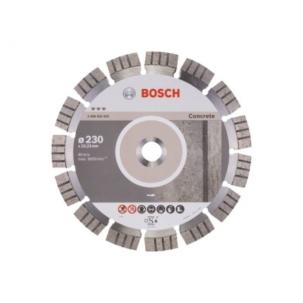 Алмазный круг 230х22 мм по бетону сегмент. BEST FOR CONCRETE BOSCH ( сухая резка)