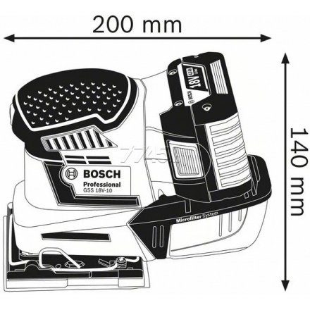 Шлифмашина плоская (виброшлифмашина) BOSCH GSS 18V-10 Professional (06019D0200) Шлифмашина плоская (виброшлифмашина) BOSCH GSS 18V-10 Professional (06019D0200)