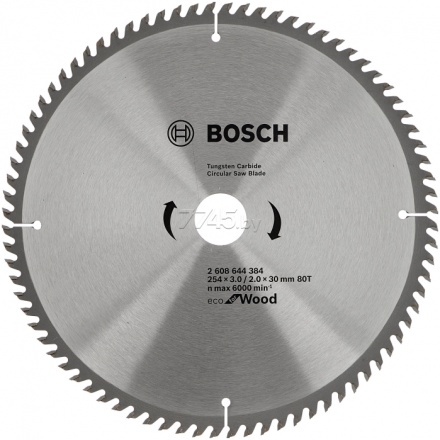 Диск пильный 254х30 мм 80 зубьев BOSCH Eco for Wood (2608644384)