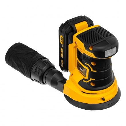 Машина шлифовальная эксцентриковая аккумуляторная COS-125, 18В Li-Ion Denzel Машина шлифовальная эксцентриковая аккумуляторная COS-125, 18В Li-Ion Denzel