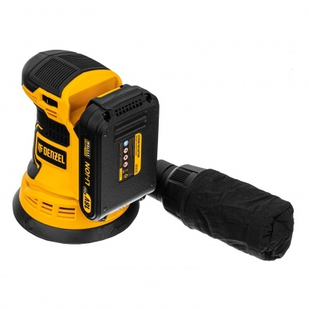 Машина шлифовальная эксцентриковая аккумуляторная COS-125, 18В Li-Ion Denzel Машина шлифовальная эксцентриковая аккумуляторная COS-125, 18В Li-Ion Denzel