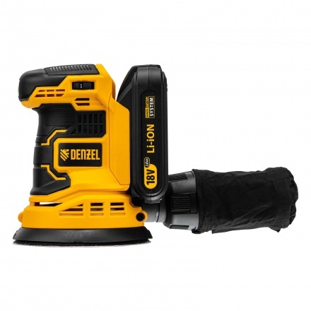 Машина шлифовальная эксцентриковая аккумуляторная COS-125, 18В Li-Ion Denzel Машина шлифовальная эксцентриковая аккумуляторная COS-125, 18В Li-Ion Denzel