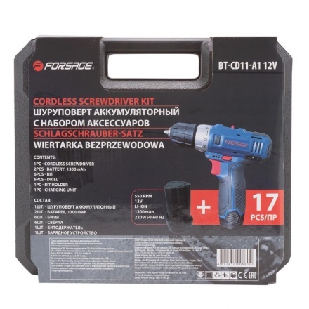 Шуруповерт аккумуляторный 12V Forsage F-BT-CD11-A1 12V Шуруповерт аккумуляторный 12V Forsage F-BT-CD11-A1 12V