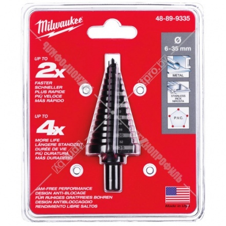 Ступенчатое сверло Step Drill 6-35 мм (шаги 2+3 мм) Milwaukee (48899335)