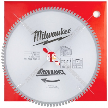 Пильный диск 305х3,2х30 мм Z96 по дереву Milwaukee (4932352142)