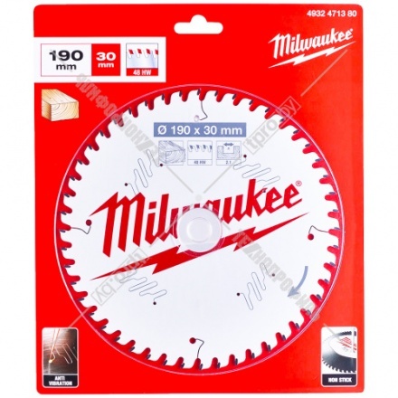 Пильный диск 190х2,1х30 мм Z48 Milwaukee (4932471380)