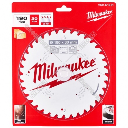 Пильный диск 190х1,6х30 мм Z36 Milwaukee (4932471301)