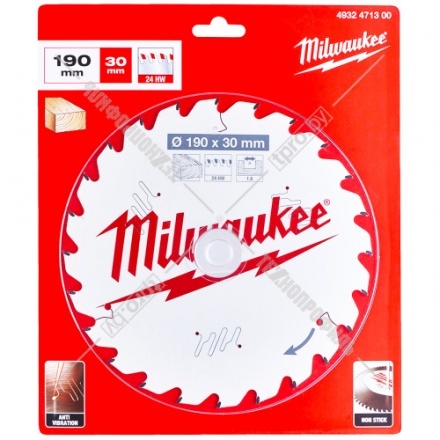 Пильный диск 190х1,6х30 мм Z24 Milwaukee (4932471300)