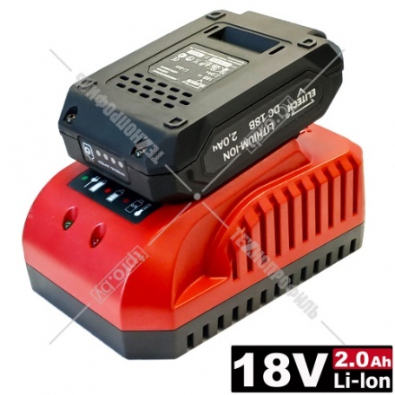 Аккумулятор 18V 2.0 Ah (1 шт) + зарядное устройство ELITECH (1820.131800-A1)