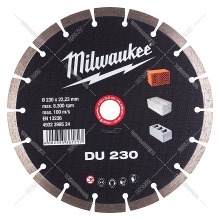 Алмазный круг по бетону / кирпичу DU 230x22,23 мм Milwaukee (4932399524)